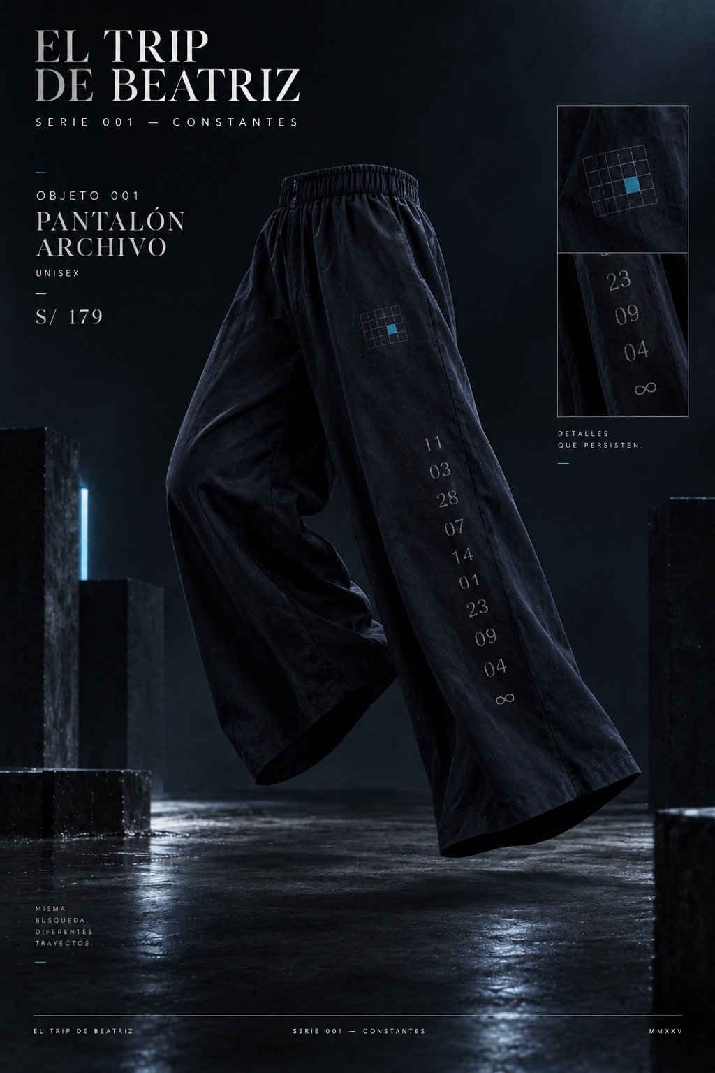 Pantalón Archivo — Cintura elástica, fluido, tiro alto